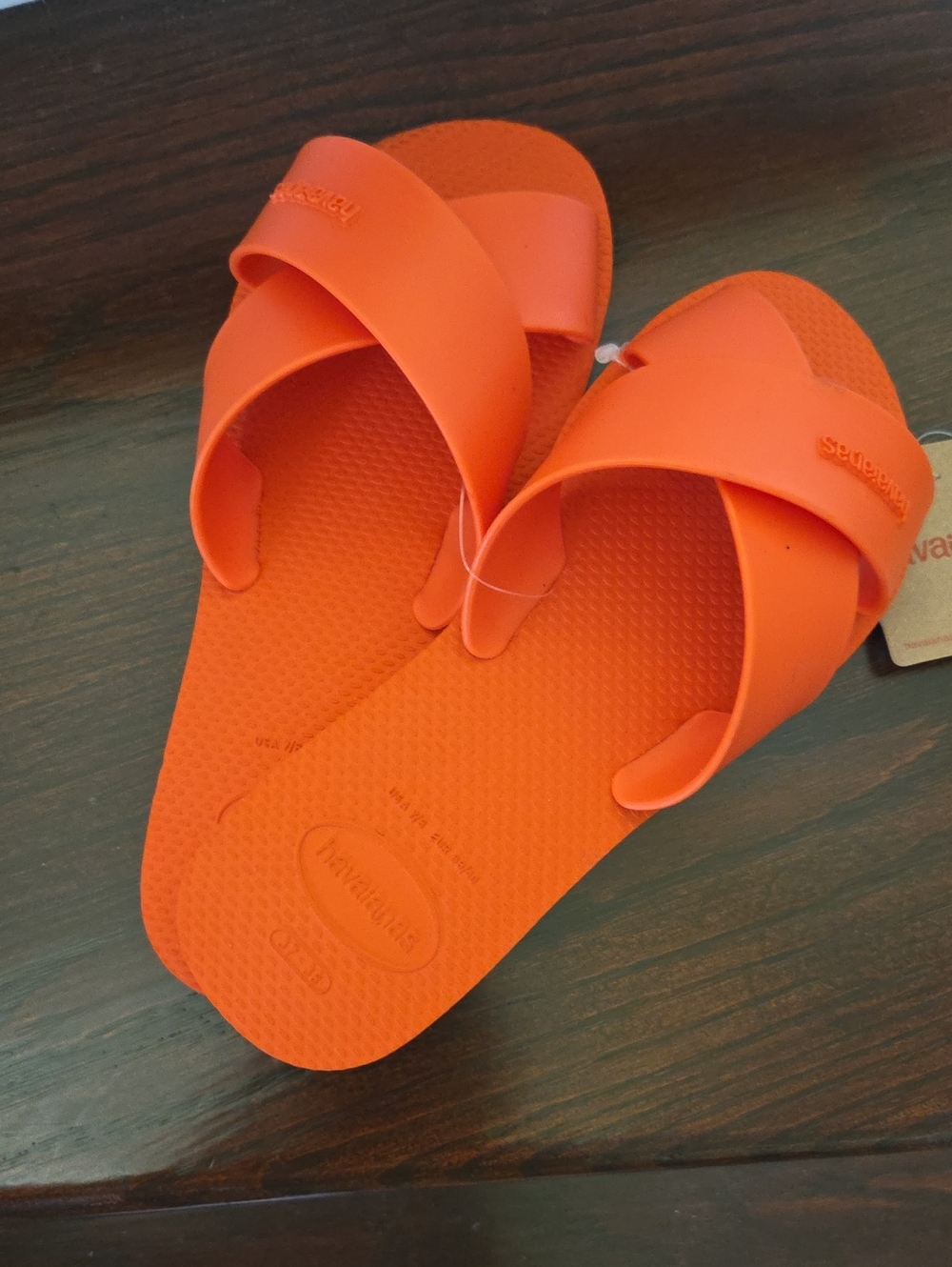 Havaianas Orange Crisscross Slide Sandals